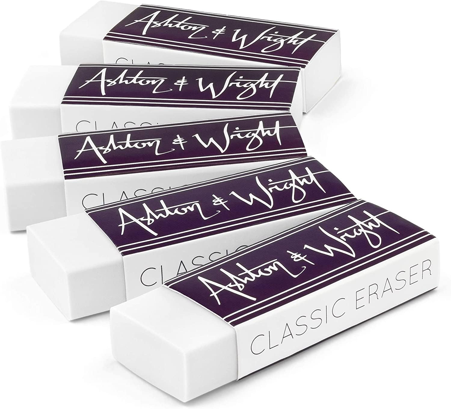 Ashton And Wright - Classic Eraser - Latex Free Plastic Rubber - Pack Of 5 White