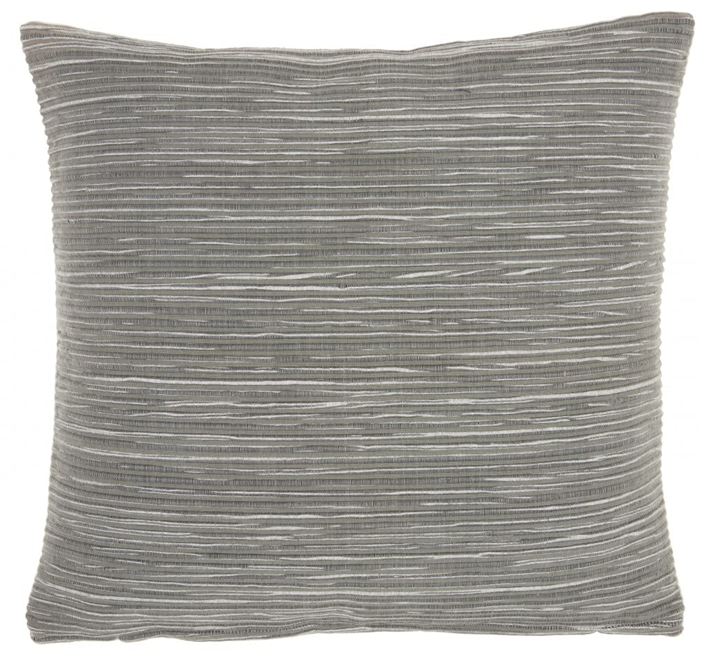 HomeRoots Grey Cotton Gray Distressed Stripes Throw Pillow