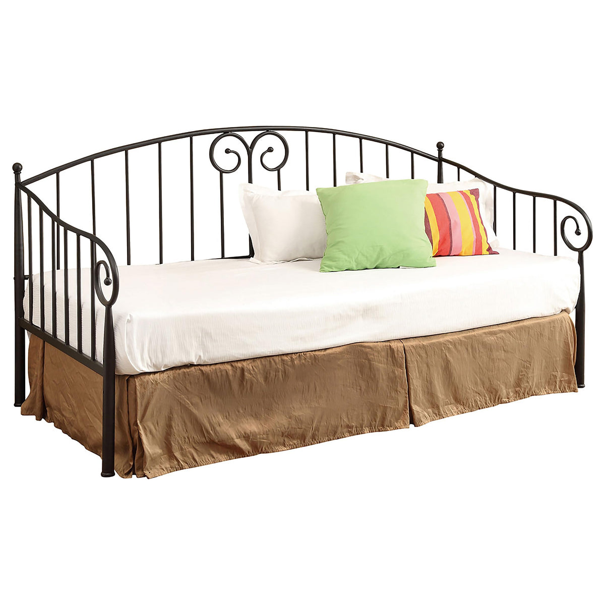 Coaster Home Furnishings Grover Traditional Metal Twin Size Daybed for Guestroom 42-inch Headboard Bedroom Lounger Black 300099