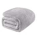 Exclusivo Mezcla Light Grey Fleece Queen Size Blanket For Bed, Super Soft Cozy Blankets With Decorative Wave Textured, Lightweig