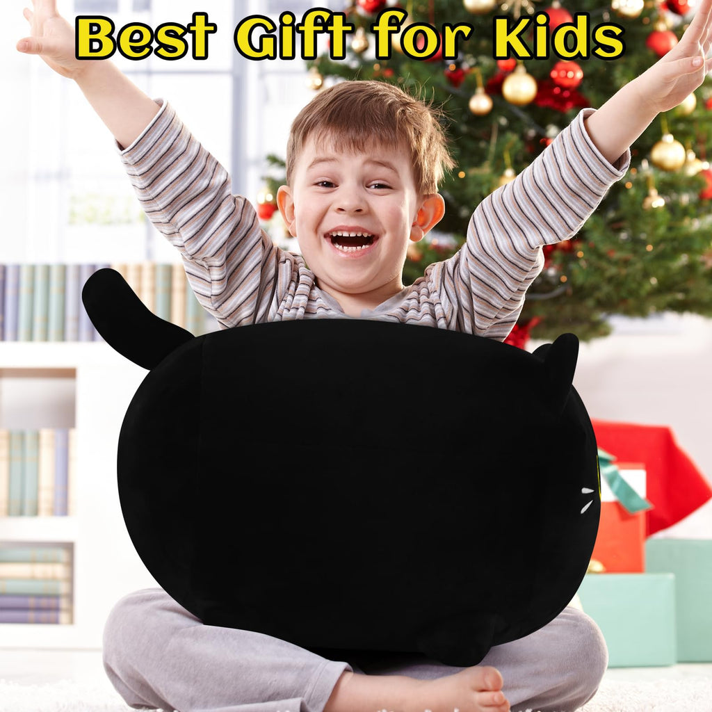 Black Cat Plush Pillows-20' Black Cat Plushies, Gold Eyes Black Cat Plush Pillow, Cat Anime Plush Cute Plush Cat Plushie Stuffe