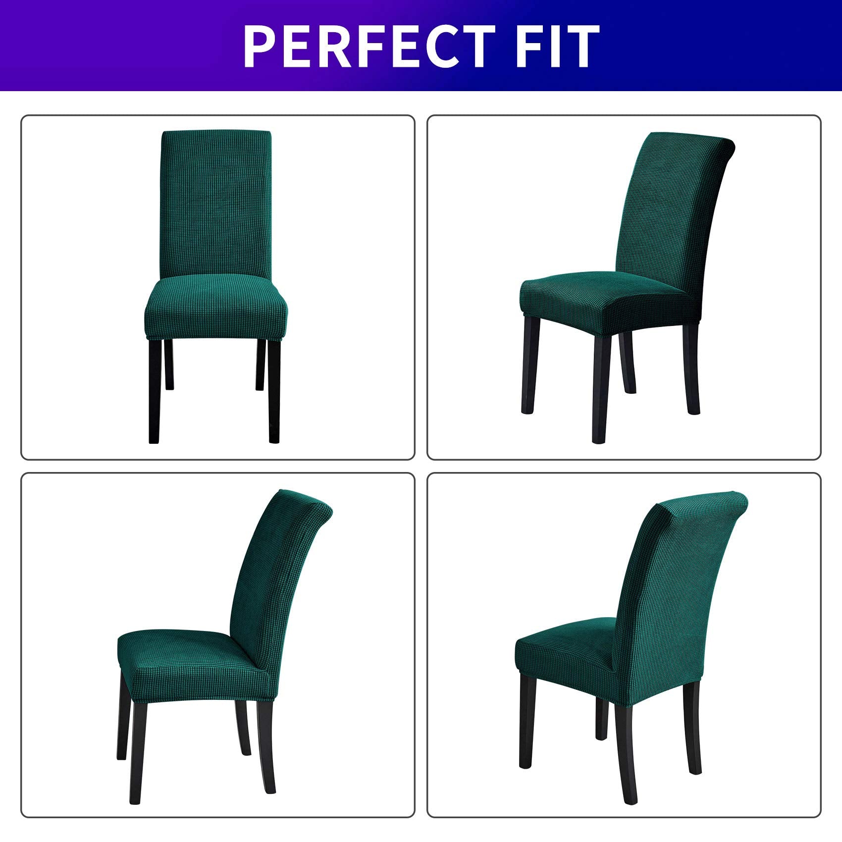 Howhic Chair Covers For Dining Room Set Of 2, Stretchy Dining Chair Covers, Textured Jacquard Kitchen Chair Slipcovers, Classy D
