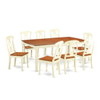 East West Furniture DOKE9-WHI-W Dover 9 Piece Room Furniture Set Includes a Rectangle Wooden Table with Butterfly Leaf and 8 Kitchen Dining Chairs, 42x78 Inch, Buttermilk & Cherry