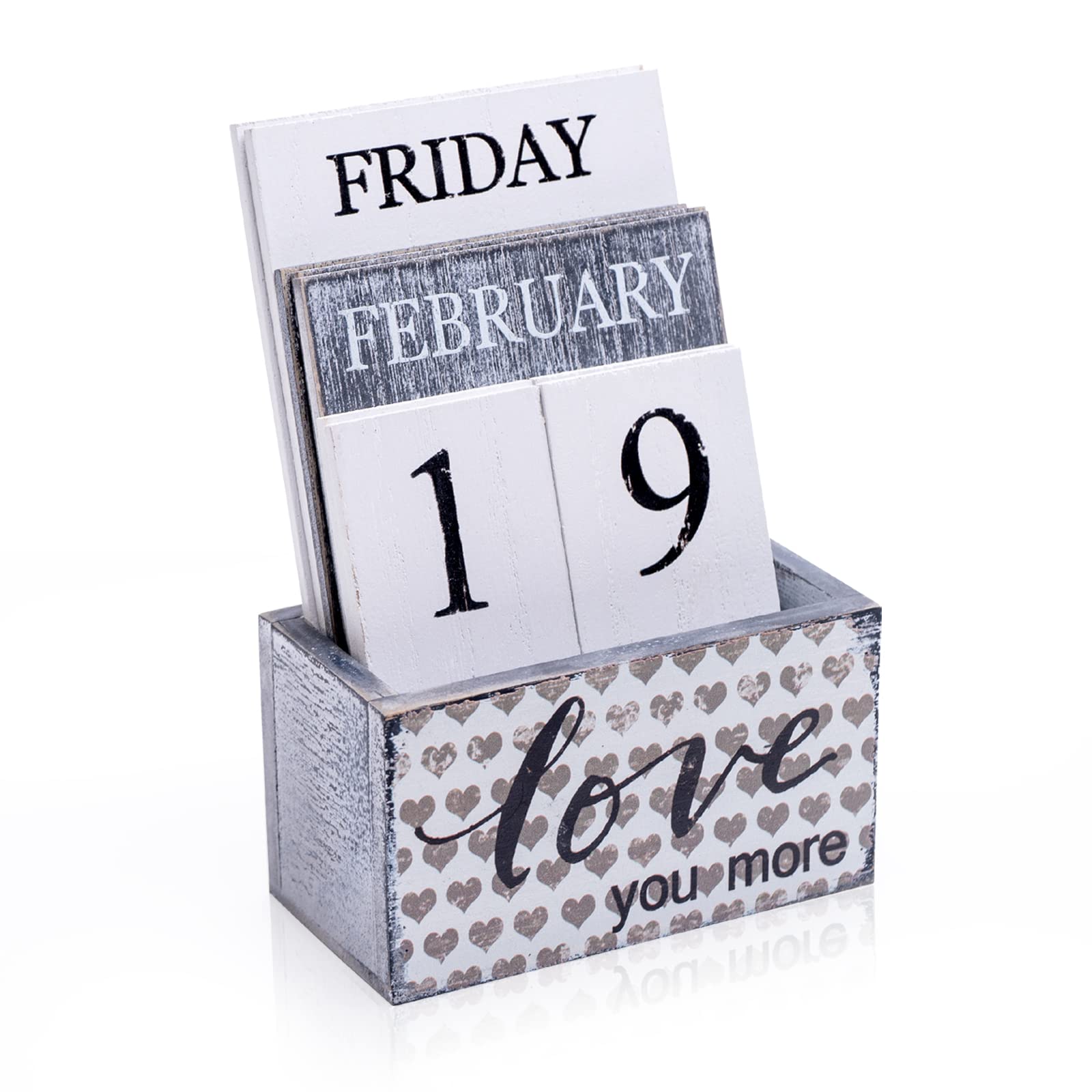 Notakia Perpetual Calendar Wooden Calendar Blocks Vintage Wood Block Calendar For Home Office Desk Accessories Week Month Date D