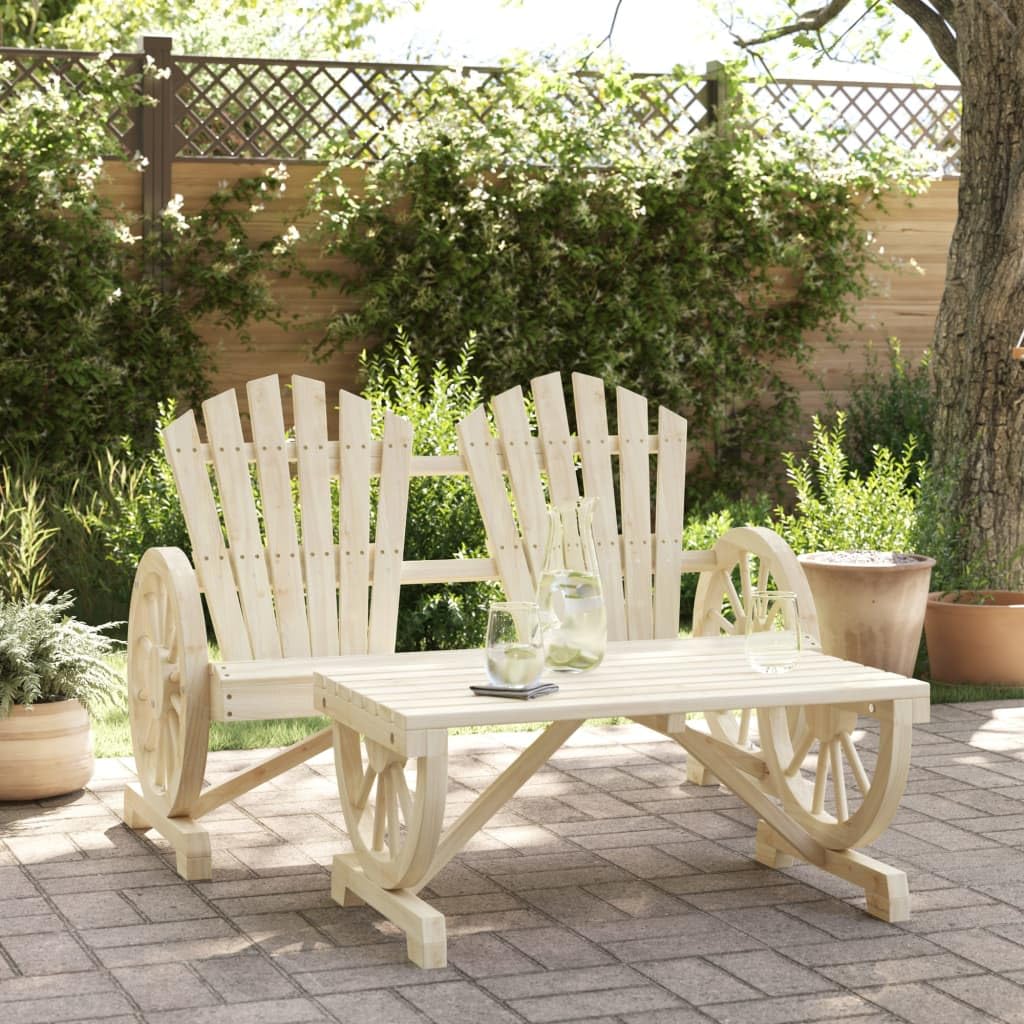 vidaXL 2-Piece Adirondack Patio Lounge Set in Durable Solid Fir Wood with Ergonomic Seating and Garden Table - Brown