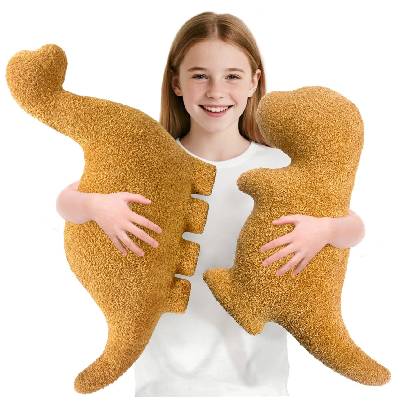 Andywoo Dino Chicken Plush Nuggets Pillow for Funny Birthday Gifts, Cute Funny Stuffed Animals Toy for Boy and Girl, Dinosaur Gi