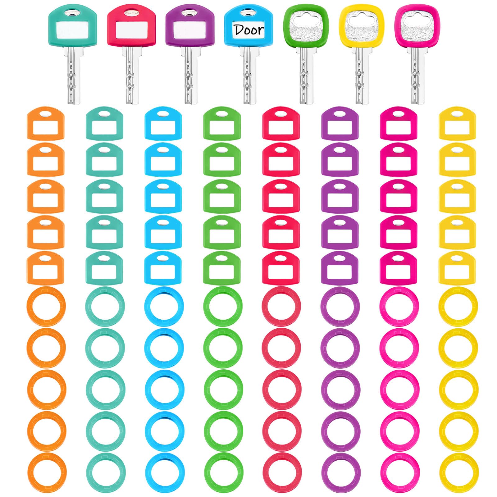 Blulu 80 Pieces Key Color Covers Caps Tags Covers Set Plastic Key Identifier Rings Toppers For Organization House, 2 Styles(Rain