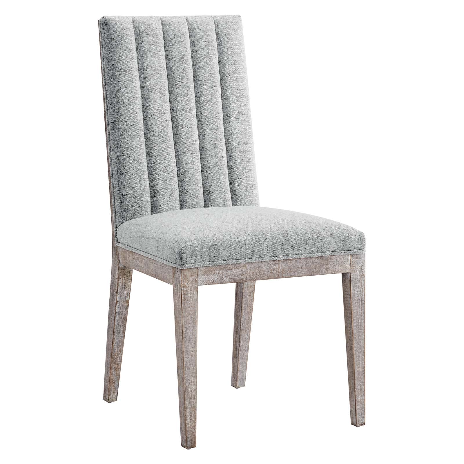 Modway Maisonette Solid Wood And Tufted Fabric Dining Side Chair In Light Gray