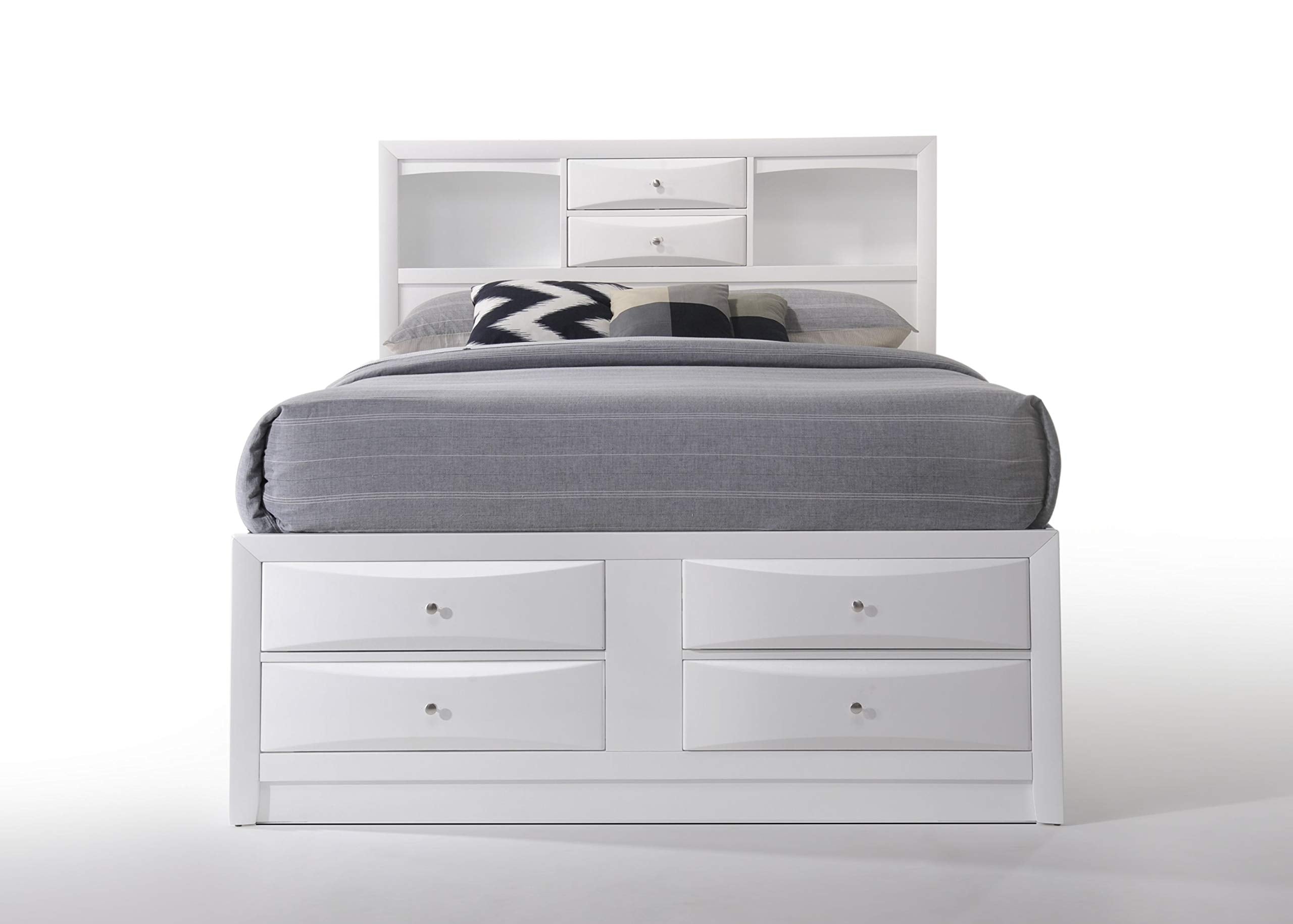 Acme Ireland Queen 8-Drawer Wooden Bed with Storage in White