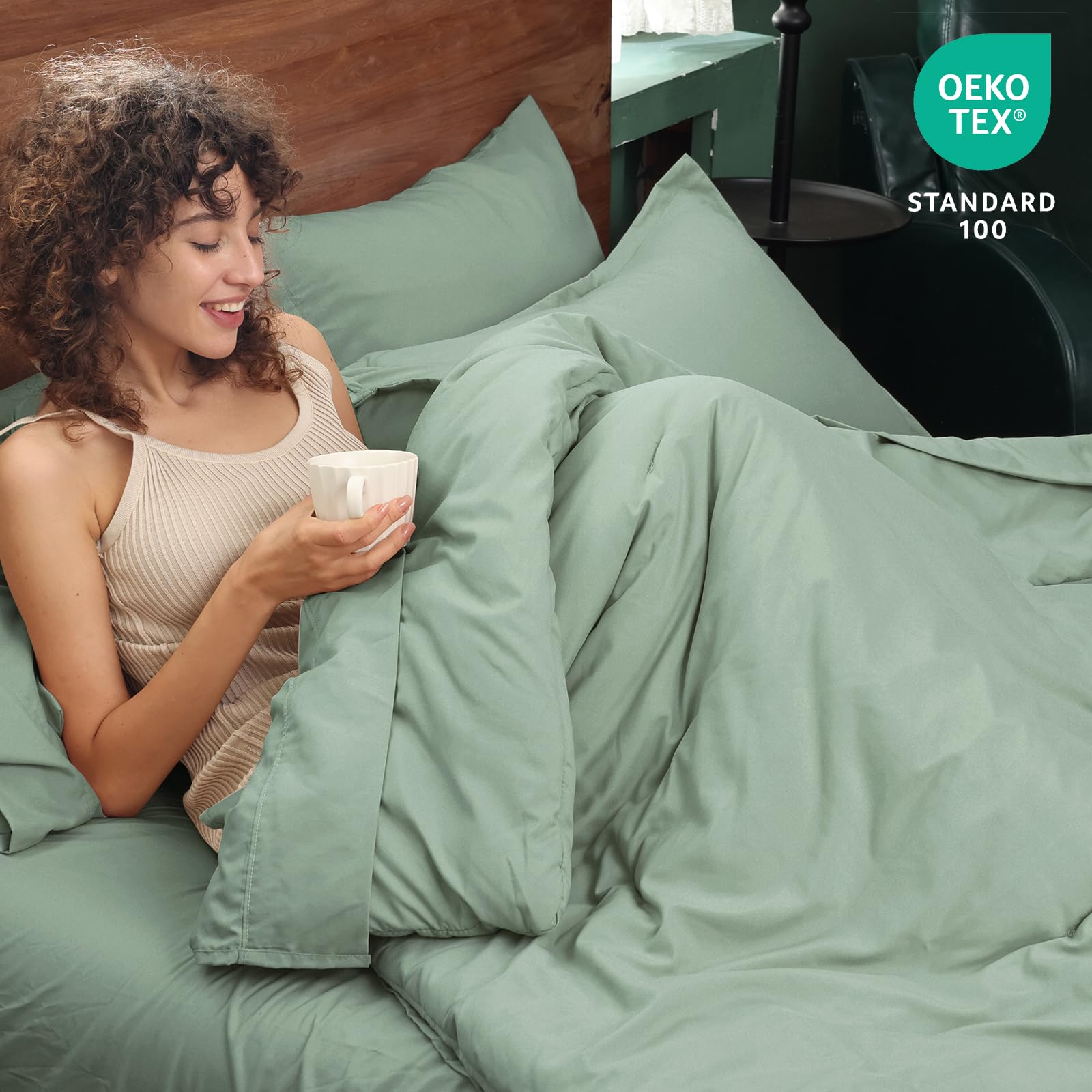 Phf 7 Pieces King Comforter Set, Bed In A Bag Comforter & 18' Sheet Set All Season, Ultra Soft Comfy Bedding Sets With Comforter, Sheets, Pillowcases & Shams, Sage Green