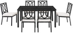 Crosley Furniture Chambers 7-Piece Outdoor Dining Set for 6, Patio Table and Chairs for Backyard, Deck, Matte Black with Creme Cushions