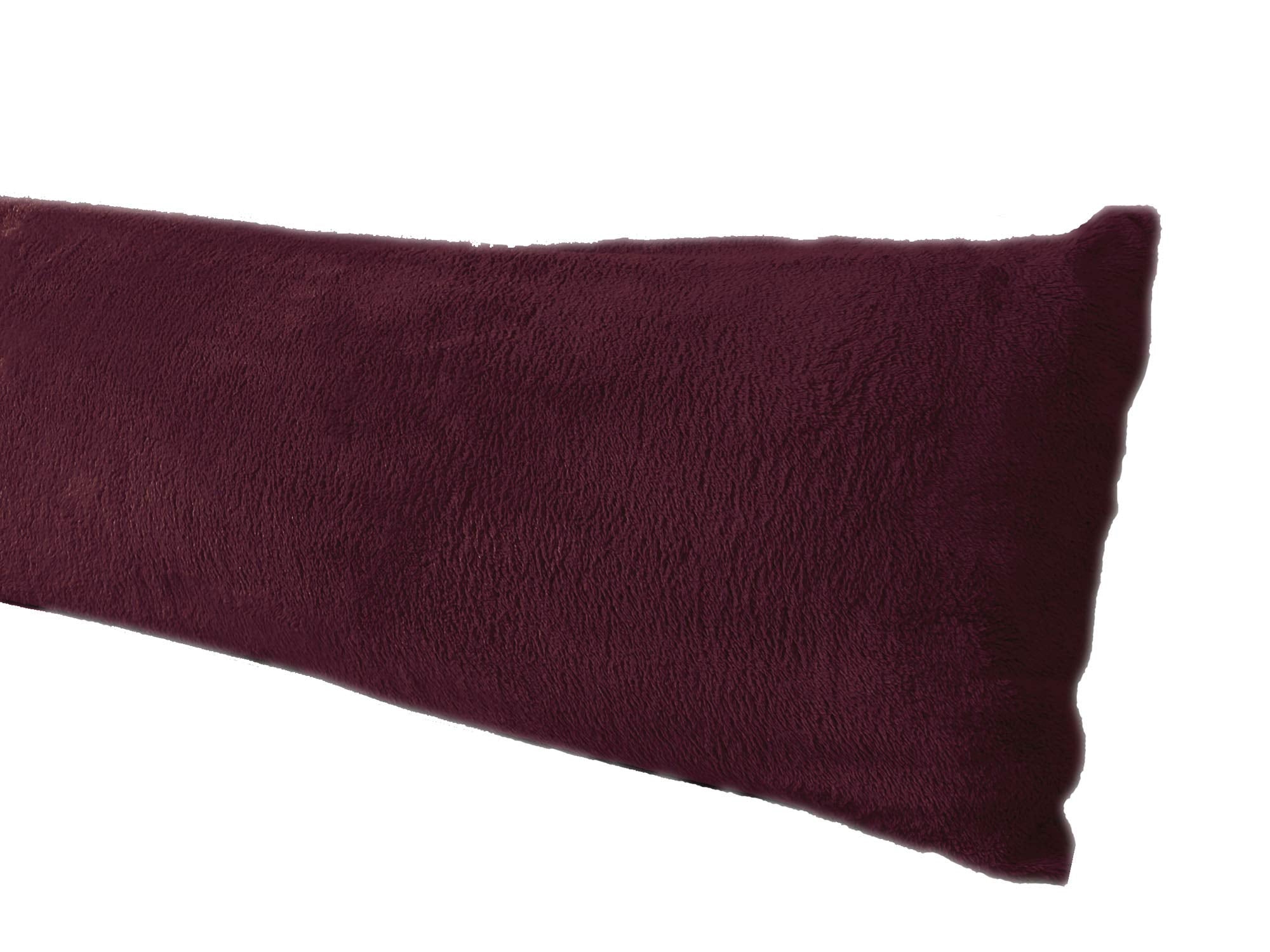 Extra Soft Body Pillow Cover, Sherpa/Microplush Material, 20X54 Inches, Zipper Closure (Wine)