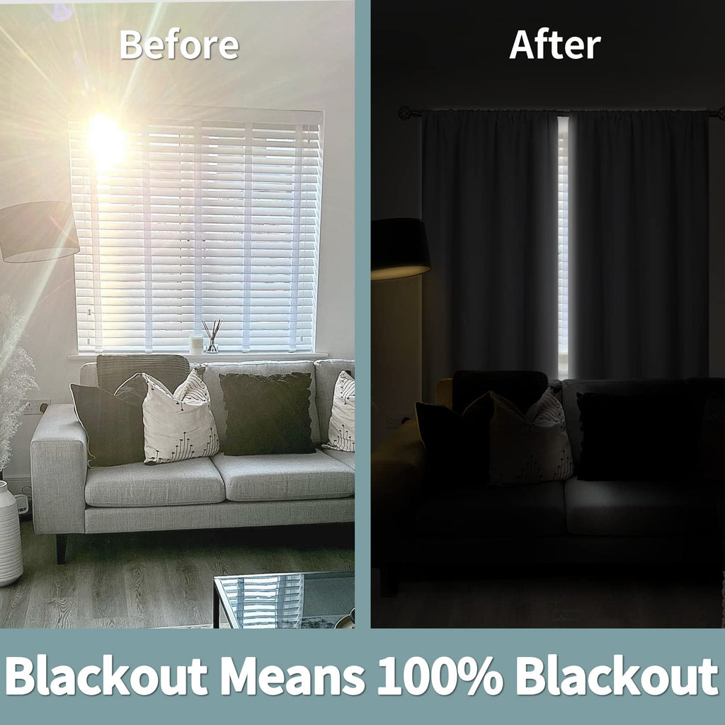 Bgment Light Grey Blackout Curtains For Bedroom 45 Inch Length, Rod Pocket 100% Blackout Curtains With Thermal Liner Darkening Curtains For Living Room, Each Window Curtains 2 Panels, 42 X 45 Inch