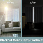 Bgment Light Grey Blackout Curtains For Bedroom 45 Inch Length, Rod Pocket 100% Blackout Curtains With Thermal Liner Darkening Curtains For Living Room, Each Window Curtains 2 Panels, 42 X 45 Inch