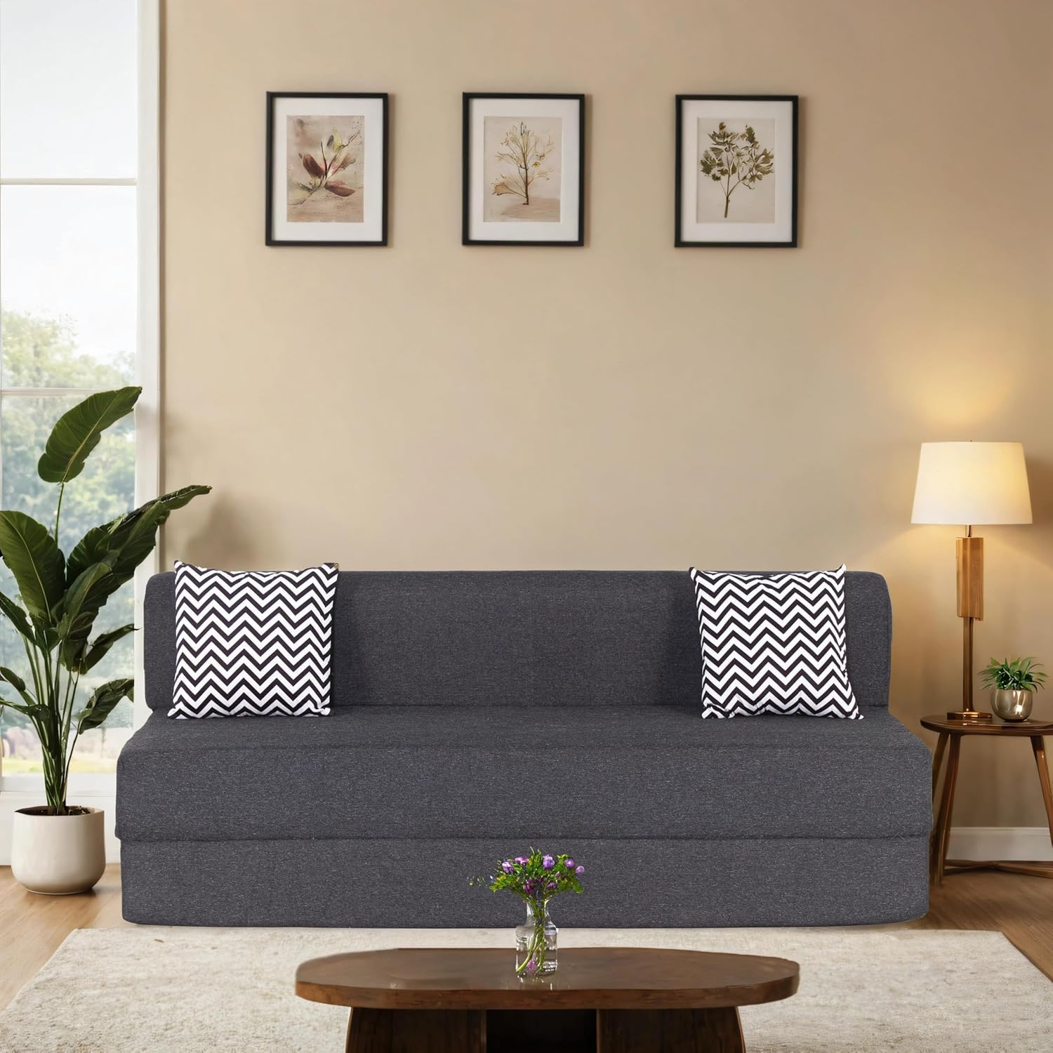 Peachtree Zoe Sofa Cum Bed  3 Years Warranty | Jute Fabric Sofa, Sofa Bed 6 X 5 Feet, Bed Cum Sofa, Foldable Sofa Cum Bed For L