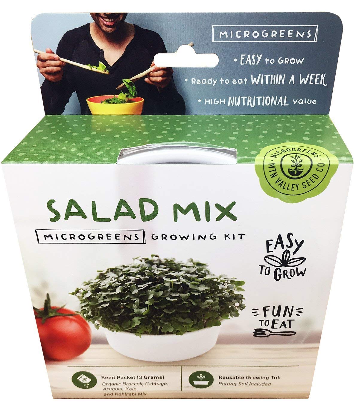 Mini Microgreens Growing Kit - Salad Mix - Grow Your Own Organic Gourmet Micro Greens Indoors: Salad, Sandwich & Garnish - Easy
