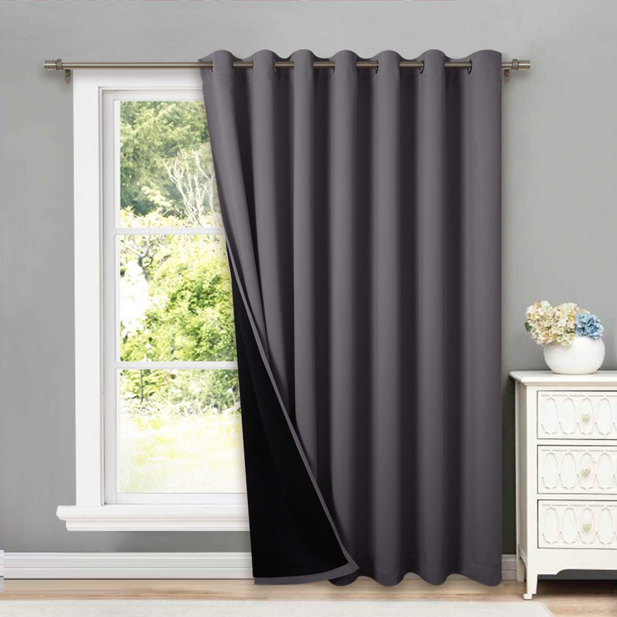Nicetown Total Shade Patio Door Curtain, Heavy-Duty Full Light Shading Sliding Door Drape Room Divider Curtain, Vertical Blind F