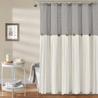 Lush Decor Linen Button Shower Curtain, 72'' x 72'', Gray & White