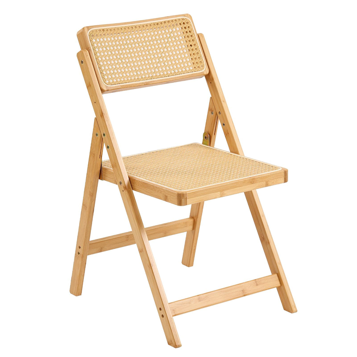 Furlide Rattan Folding Chair, Modern Mid Century Dining Chair Set Of 1, Outdoor Bamboo Chairs For Bedroom Living Room Reading Ro