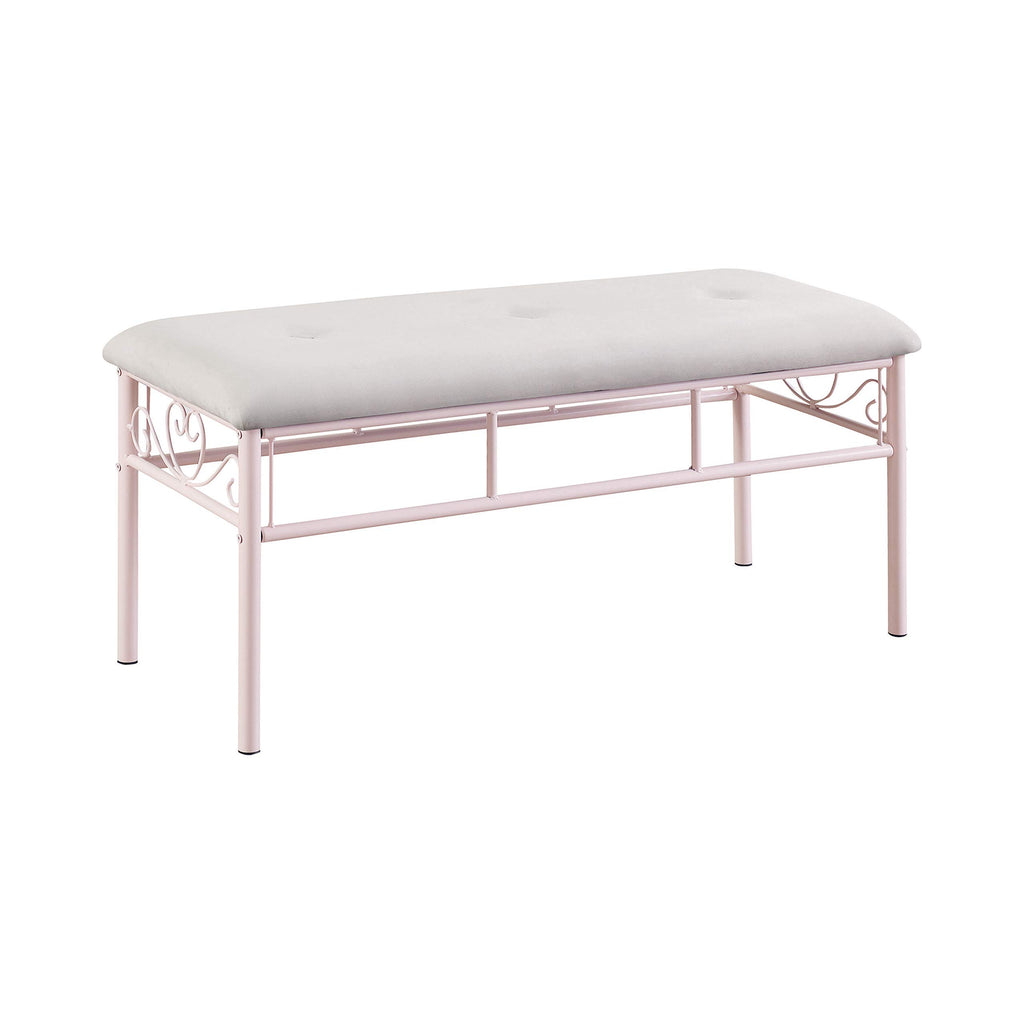 Coaster Home Furnishings Massi Tufted Upholstered Powder Pink and Ivory Bench (401156)