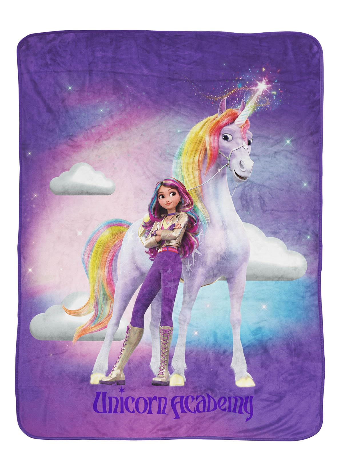 Unicorn Academy Sophia And Wildstar Plush Throw Blanket For Girls - Measures 46 X 60 Inches, Super Soft Lightweight Fleece Kids