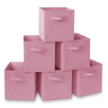 Casafield Set of 6 Collapsible Fabric Cube Storage Bins, Light Pink - 11 Foldable Cloth Baskets for Shelves, Cubby Organizers & 