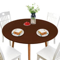 Newisher Round Fitted Table Cover Spandex Stretch Tablecloth Brown Table Top Cover With Elastic Edged For Dining Picnic Patio 60 Inch
