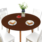 Newisher Round Fitted Table Cover Spandex Stretch Tablecloth Brown Table Top Cover With Elastic Edged For Dining Picnic Patio 60 Inch