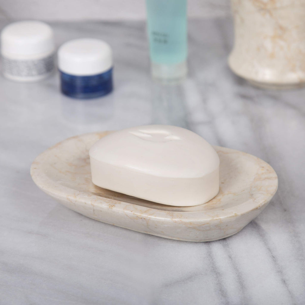 Creative Home Natural Champagne Marble Bar Soap Dish Soap Tray Holder Accessories Tray For Bathroom Vanity Countertop Kitchen Si