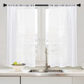 Mrtrees White Sheer Tier Curtains 40 Inches Long 2 Panels Set Small Half Window Kitchen Curtains, Light Filtering Rod Pocket Voi