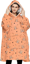 Kfubuo Wearable Blanket Hoodie For Adults Sherpa All Patterns Dog Oversized Sweatshirt Blanket With Pockets Cute Hoodies Gifts F