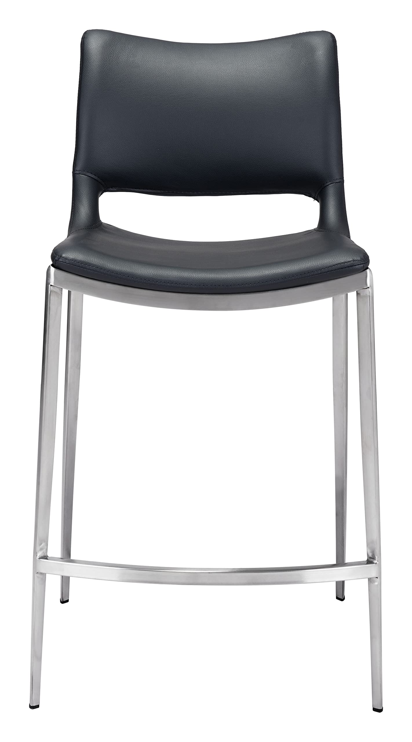 Ace Counter Chair (Set of 2) Black & Silver