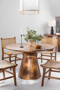The Kashth Mango Wooden Round Shape Dining Table For Living Room, Dining Room, Home & Resturant(Brown Finish) (62 X 120 X 77)
