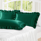 Homiest Ruffle Satin Pillowcase For Hair And Skin, Queen Satin Pillow Covers Silky Pillow Cases Set Of 2, Satin Ruffled Pillowca