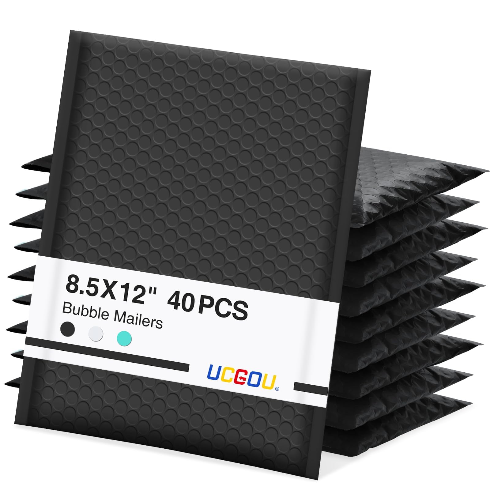 Ucgou Bubble Mailers 8.5X12 Inch 40 Pack Usable Size 8.5X11 Inch Black Padded Envelopes Medium Waterproof Packaging Bags For Shi
