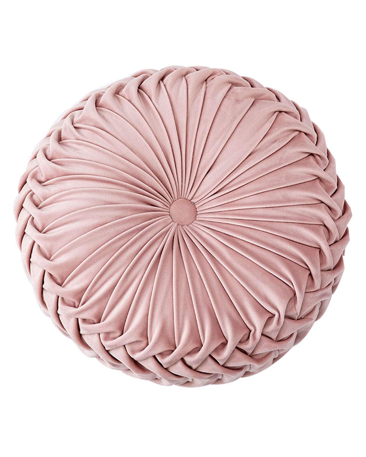 Hlovme Throw Pillow For Couch Decorative 3D Pumpkin Round Velvet Cushion For Sofa Bed Chair Floor 15'X15', Pink