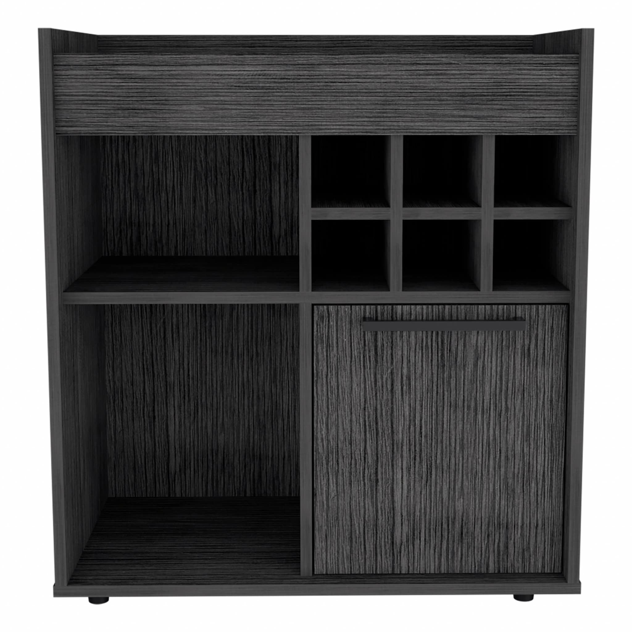 HomeRoots Particle Board Smokey Oak Bar Cabinet with One Door Panel