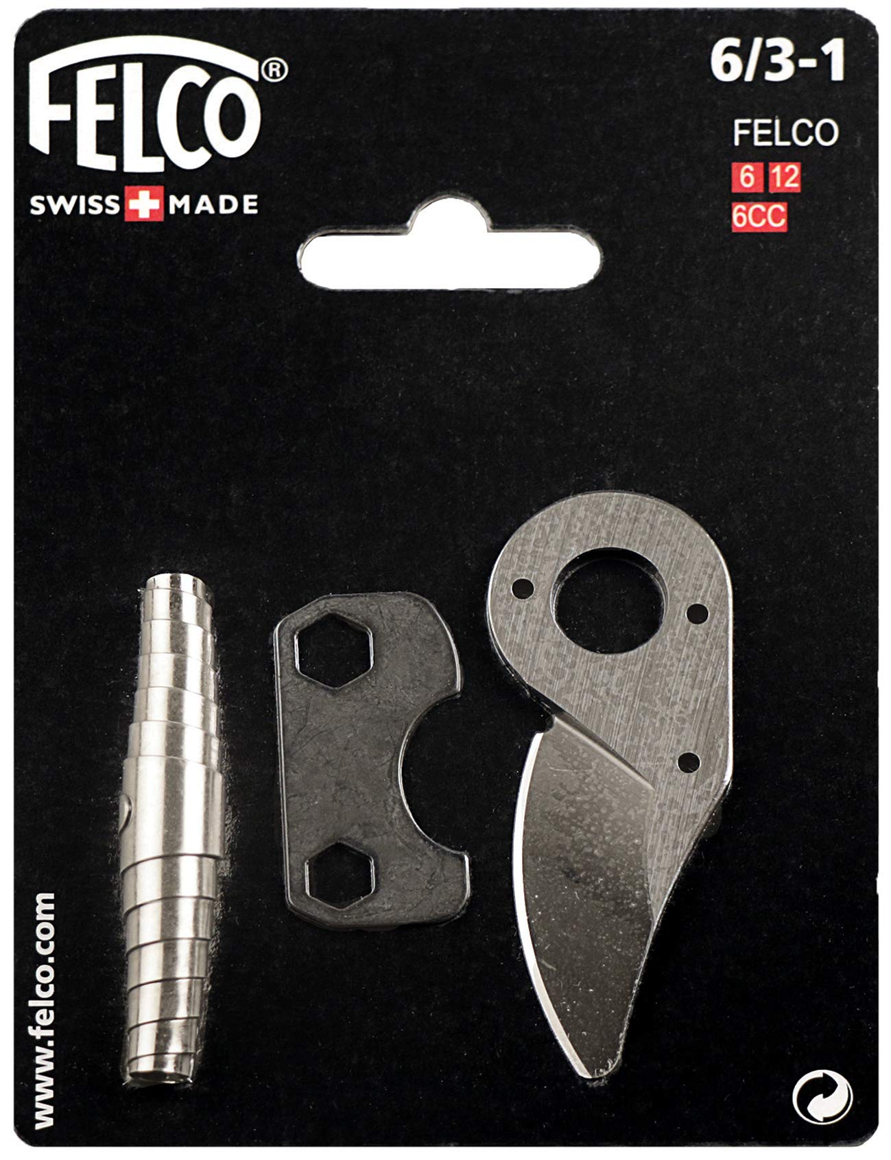 Felco Hand Pruner Replacement Kit (6/3-1) - Spare Blade, Spring, & Adjustment Key For Garden Shears & Clippers, Silver