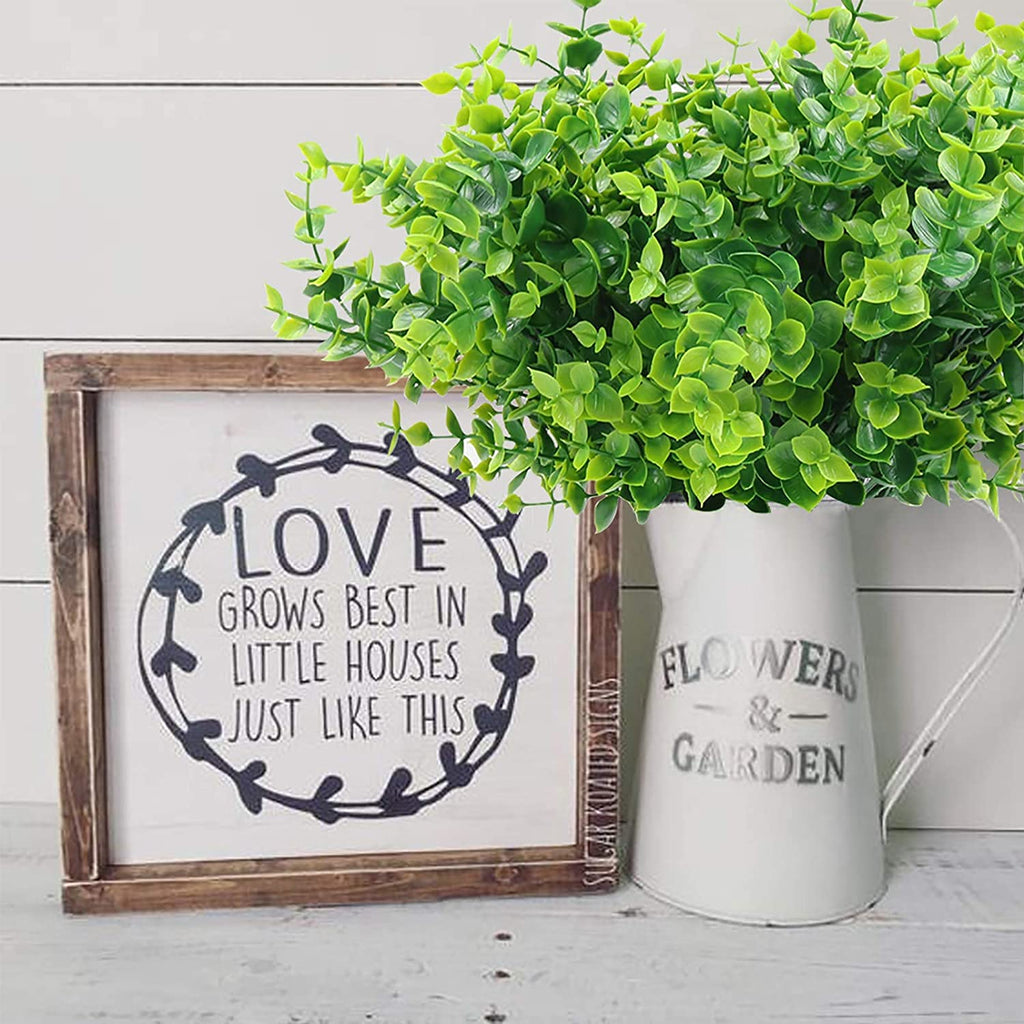 Pasyou Artificial Shrub, Fake Bush Simulation Eucalyptus Grass Greenery Leaves Plastic Plants Indoor Outdoor Outside Home Garden
