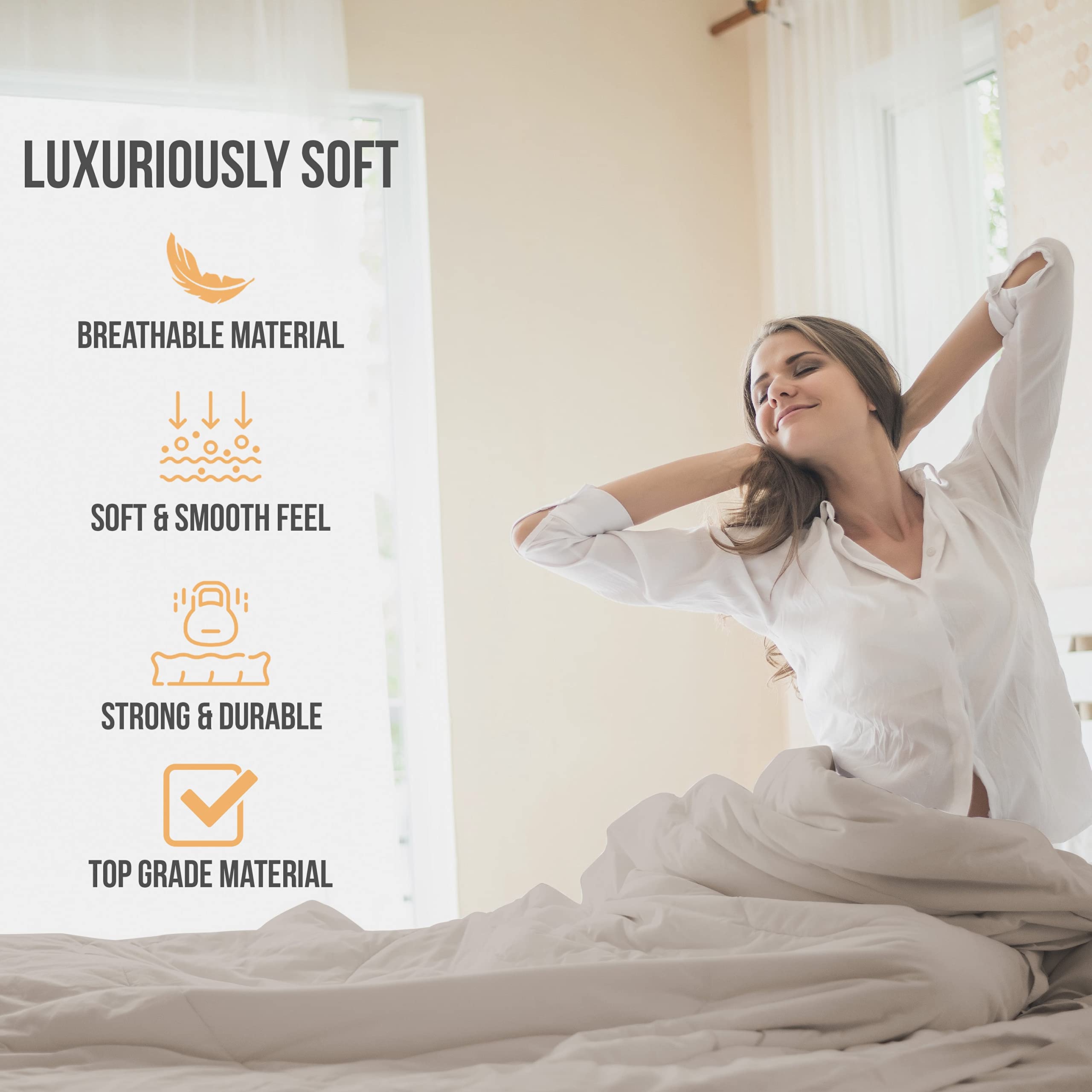 Abeero Home California King Sheet Sets - Luxury Hotel Bed Sheets - Soft Cooling Sheets With Elastic Corner Straps - Deep Pocket