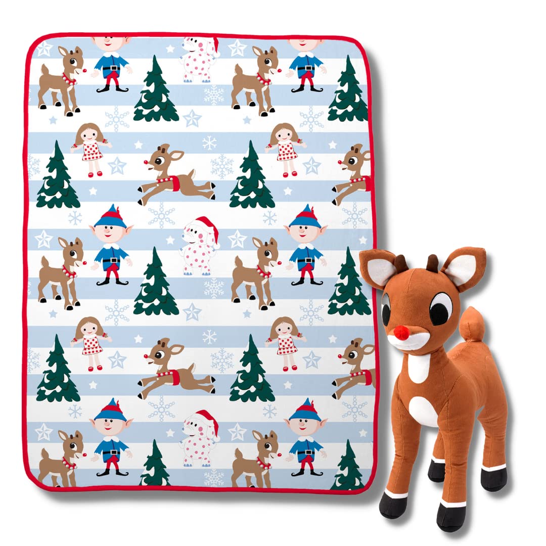 Franco Rudolph The Red Nose Reindeer Kids Bedding Super Soft Plush Decorative Pillow And Throw 2 Piece Set, 40 In X 50 In (Offic