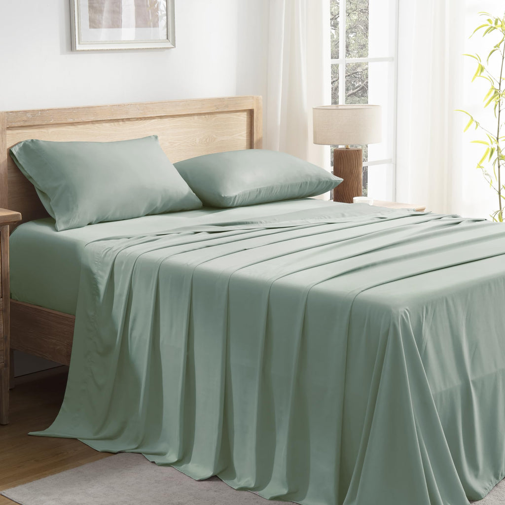 Andency Sage Green California King Sheet Sets, 100% Viscose Derived From Bamboo, Cooling Sheet Set, Deep Pocket Up To 16', Silky Soft Bed Sheets, Hotel Luxury Breathable Bedding Sheets & Pillowcases…