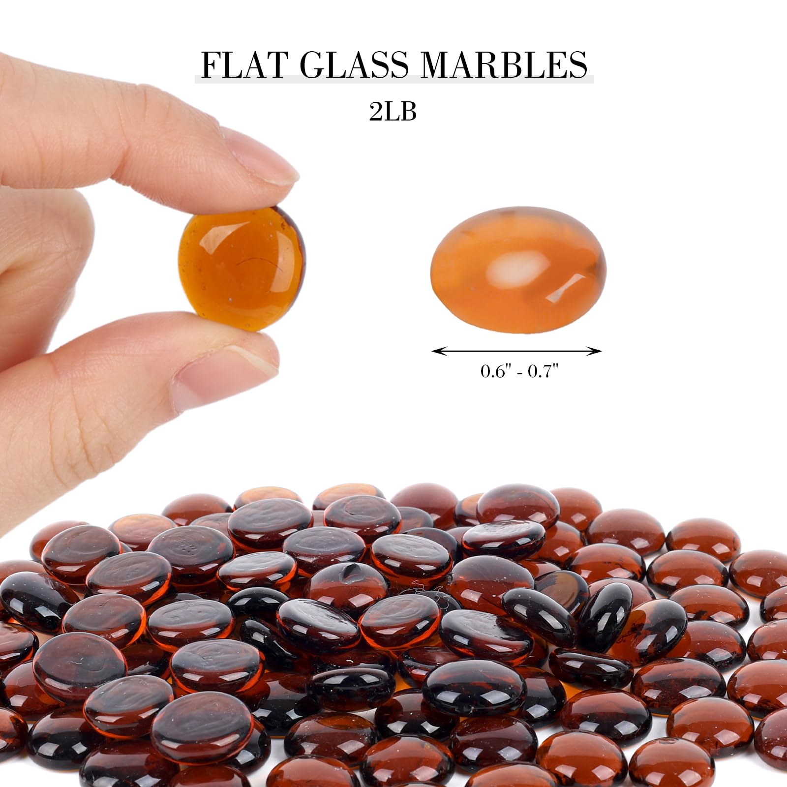Domestar 2Lb Amber Flat Glass Marbles, Decorative Marbles For Vases Aquarium Pebbles Fish Tank Rocks Vase Fillers Diy Crafts Tab