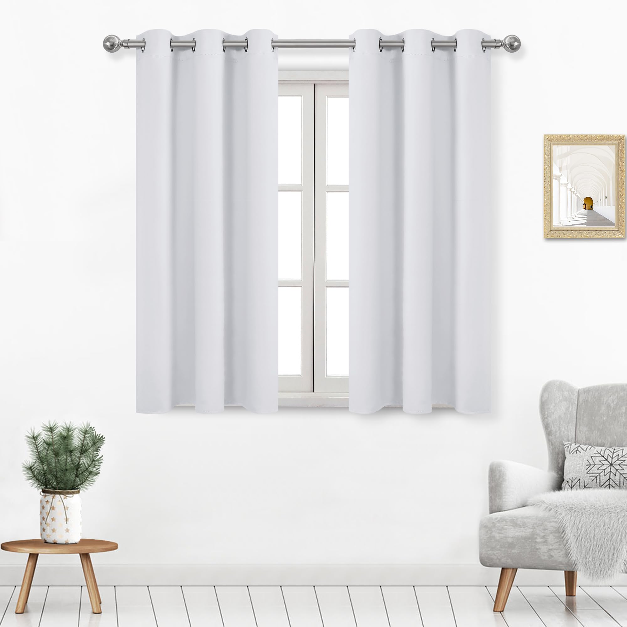 Dwcn Room Darkening Curtains For Bedroom, 45 Inch Curtains For Small Window, Thermal Curtains For Living Room, Spring Curtains D