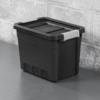 Sterilite 7.5 Gallon Plastic Stacker Tote, Heavy Duty Lidded Storage Bin Container For Stackable Garage And Basement Organizatio