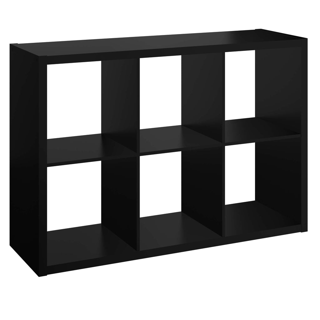Closetmaid 6 Cube Storage Shelf Organizer Bookshelf With Open Back, Vertical Or Horizontal, Easy Assembly, Wood, Black Finish