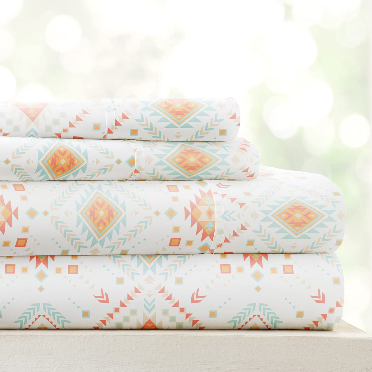 Linen Market 4 Piece King Bedding Sheet Set (Aztec Coral) - Sleep Better Than Ever With These Ultra-Soft & Cooling Bed Sheets Fo