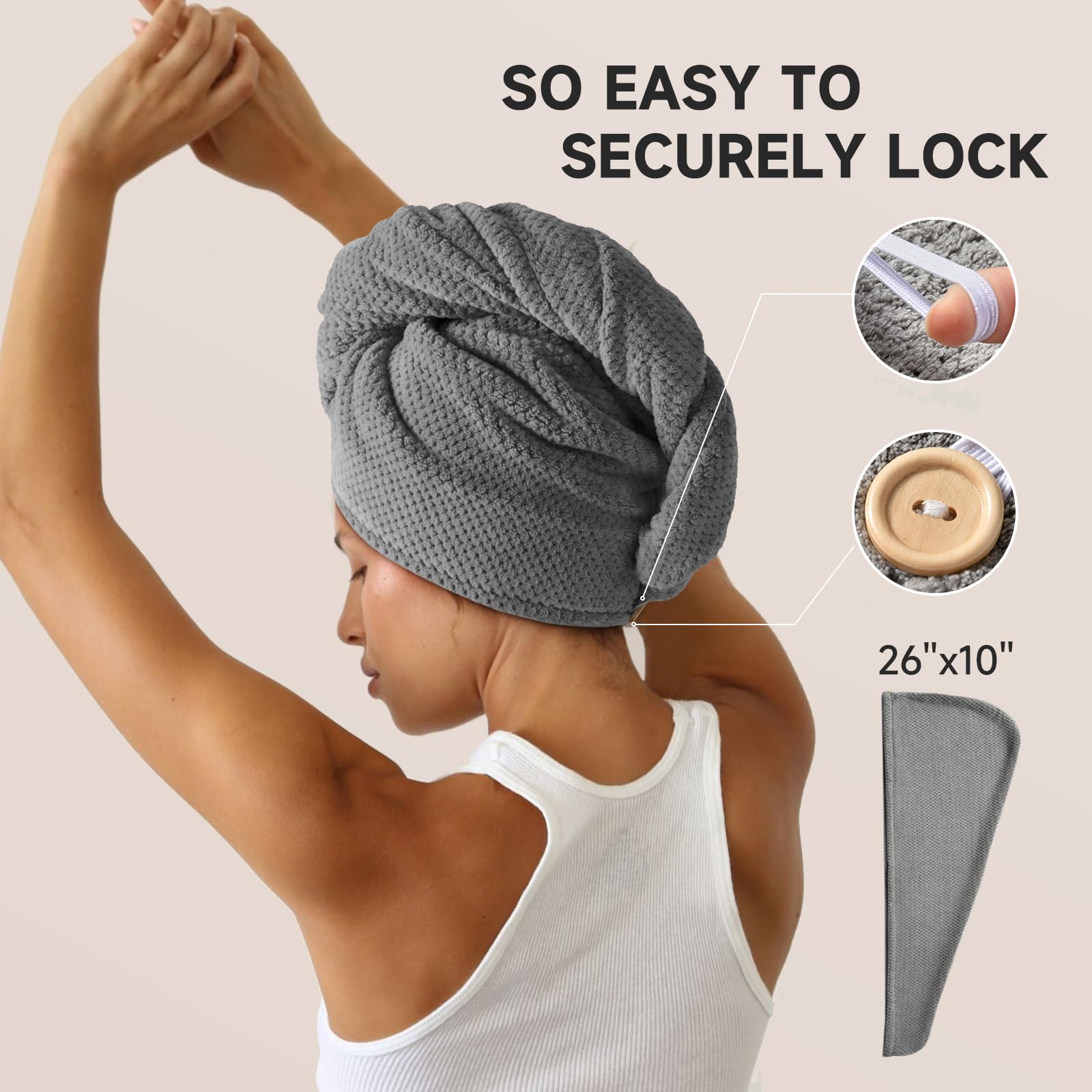 Umisleep 3 Pack Microfiber Hair Towel Wrap For Curly Hair, Super Absorbent Hair Drying Towel For Women, Kids, Hair Care Accessor