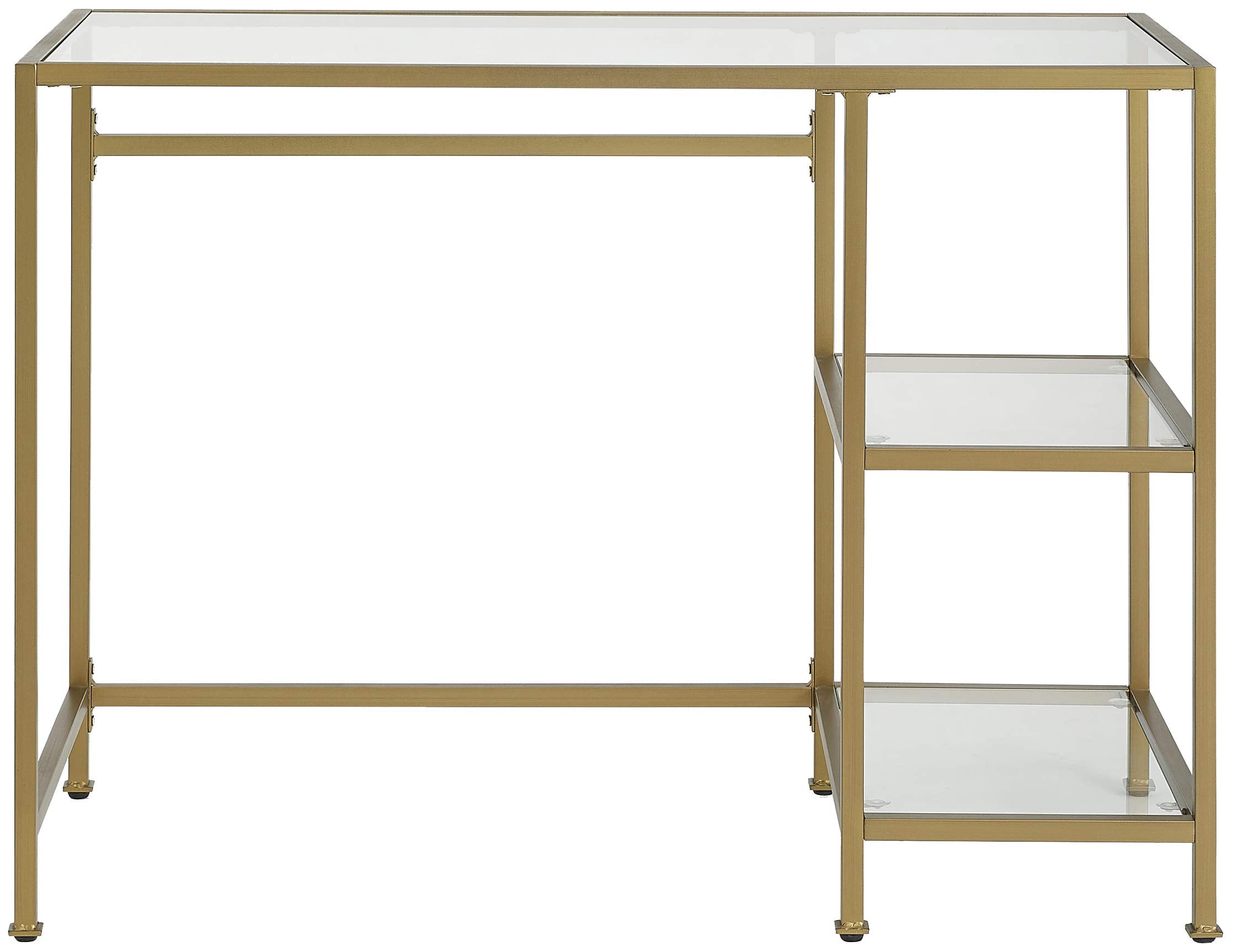 Crosley Furniture Aimee Small Home Office Vanity Desk With Storage Shelves, Gold