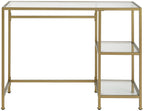 Crosley Furniture Aimee Small Home Office Vanity Desk With Storage Shelves, Gold